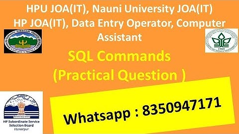 SQL Commands | HPU JOA IT Computer SQL Class | Nauni University SQL Computer Cass | Countryside HP