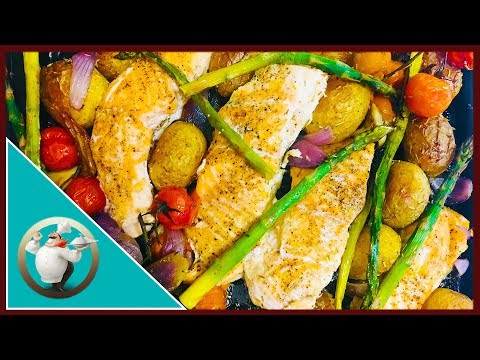 One Pan - Baked Salmon with Veggies | Easy Oven Baked Salmon And Asparagus | Salmon In 30 Min