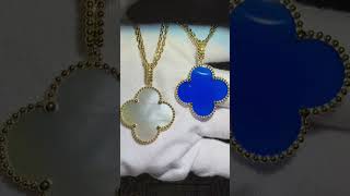 Custom Made Van Cleef Arpels Magic Alhambra Necklace 18K Real Gold Different Stone