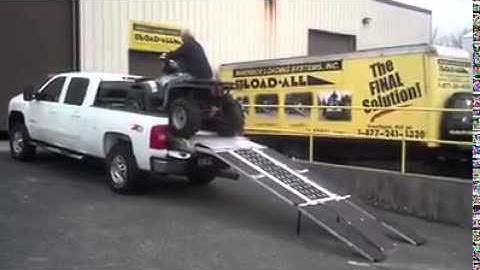 Loading an atv into a pickup truck with a loadall ramp