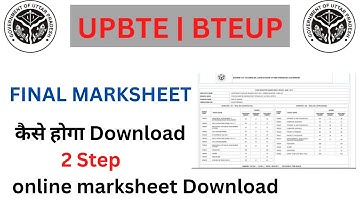 Upbte की marksheet कैसे download करे|| bteup मार्कशीट एंड सर्टिफिकेट|| #upbte_latest_news #upbte
