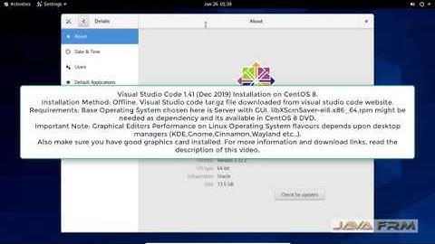 Visual Studio Code 1.41 (Dec 2019) Installation on CentOS 8