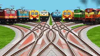 Eight Trains Run At Over Cross Bumpy Railroad Tracks | Realistic Train Games | Train Simulator Game screenshot 1