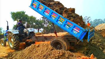 Digital Unload Facility of Tractor | Soil Loading From River Unloaded Over The Rough Road Side Hills