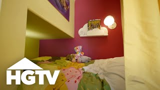 Three sisters share a space-savvy bedroom with a clever bunk-bed system. Find more great content from HGTV: HGTV YouTube 