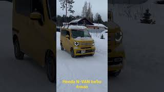 Honda N-VAN yellow. Turbo awd. On snow #nvan #hondanvan