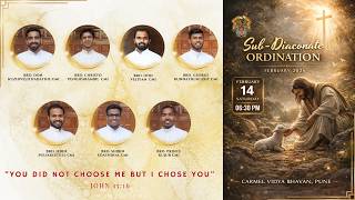 Sub-Diaconate Ordination 2026 | Carmel Vidya Bhavan, Pune | 14 February 2026
