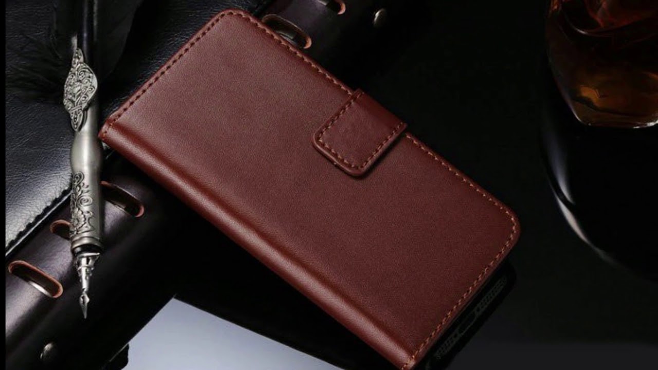 Genuine Leather Flip Wallet Stand Design with Card Slot Phone Case