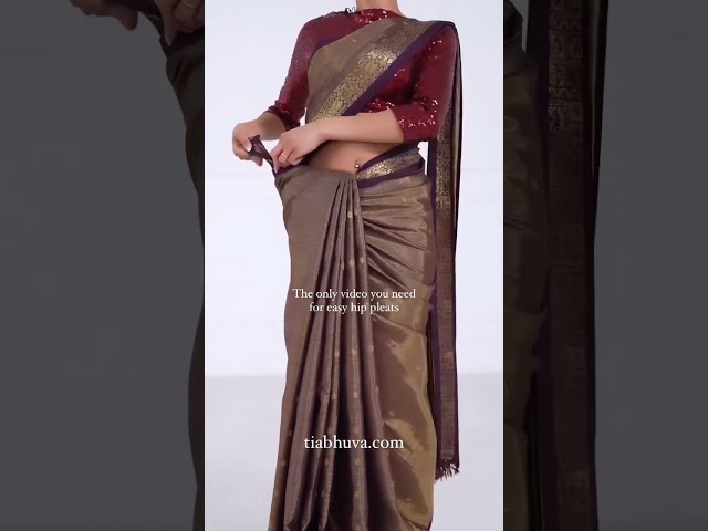 Easy Hip Pleats | how to wear a saree perfectly | easy saree draping | #saree #shorts class=