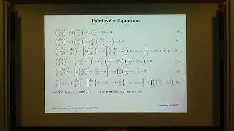 CAT | Prof. Peter Clarkson | Symmetric Orthogonal Polynomials
