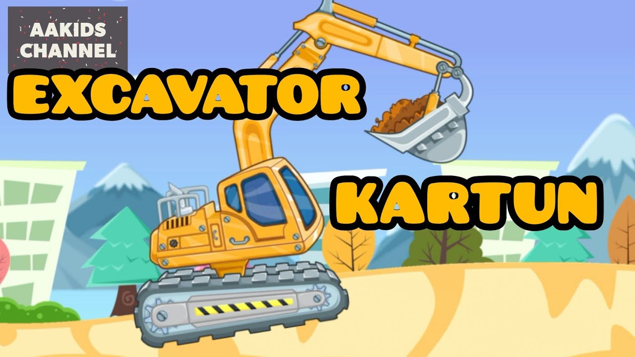 Gambar excavator kartun