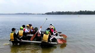 Minister Grace Fu and Baey Yam Keng rafting with students from Edgefield Secondary School