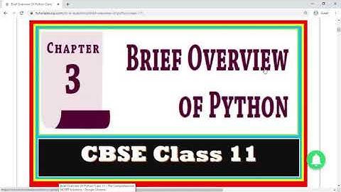 NCERT Solutions | Brief Overview of Python Class 11 | Computer Science class 11 | IP class 11