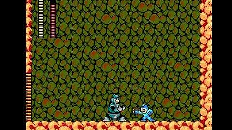 Mega Man 3 - Hard Man (buster only, no damage) method 5: hardest (staying right at his face)