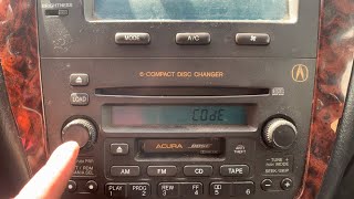 How to reset radio security code on a 02 Acura MDX