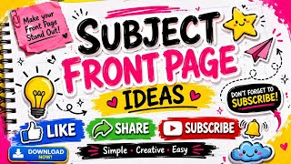 β¨ Easy Subject Front Page Ideas for School Projects π