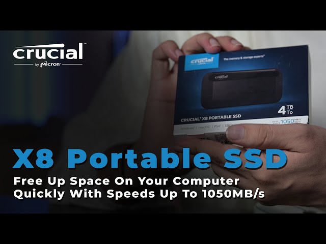 Crucial 1TB X8 Portable SSD – Up to 1050MB/s – USB 3.2 – USB-C USB