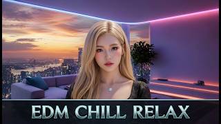 EDM Chill Relax  🌇 Sunset Rooftop Vibes | Calm Music, Study, Focus &amp; Night Drive