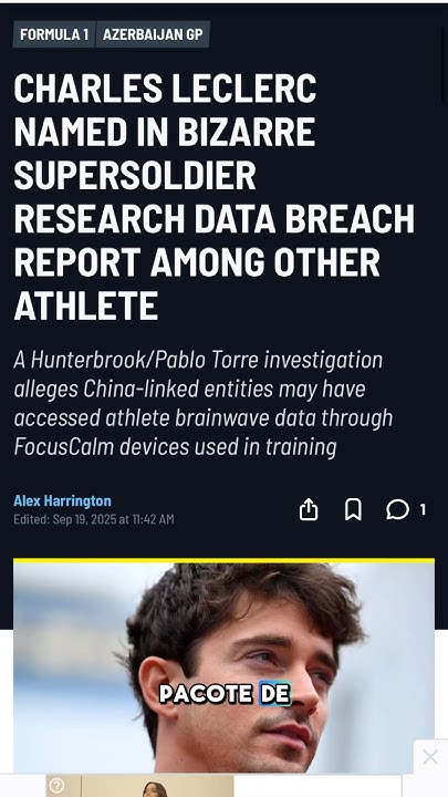 App chinês teria roubado dados cerebrais de atletas - Leclerc entre eles. #f1 #formula1 #short