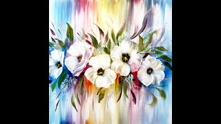 Easy Painting / Flowers / Primary Colors / 1 Brush / Einfach Malen / Blumen / Primärfarben /  V395