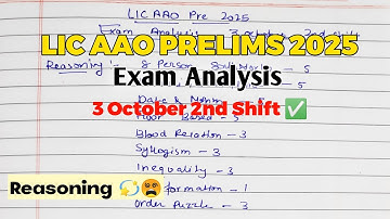 LIC AAO Pre 2025 Self Given Analysis, My Attempts🤔 3 Oct 2nd Shift 🔥 #licaao #licaao2025
