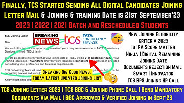 🥳TCS Remaining Digital & Ninja Candidates Onboarding Started Joining Letter Out Joining on 21st Sept