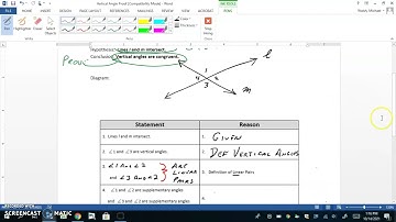 Vertical Angle Theorem Proof