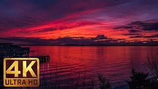 Sunsets in Seattle - 1 Hour 4K Relax Video   Ambient Music for Sleep, Relaxation, Destress, Insomnia