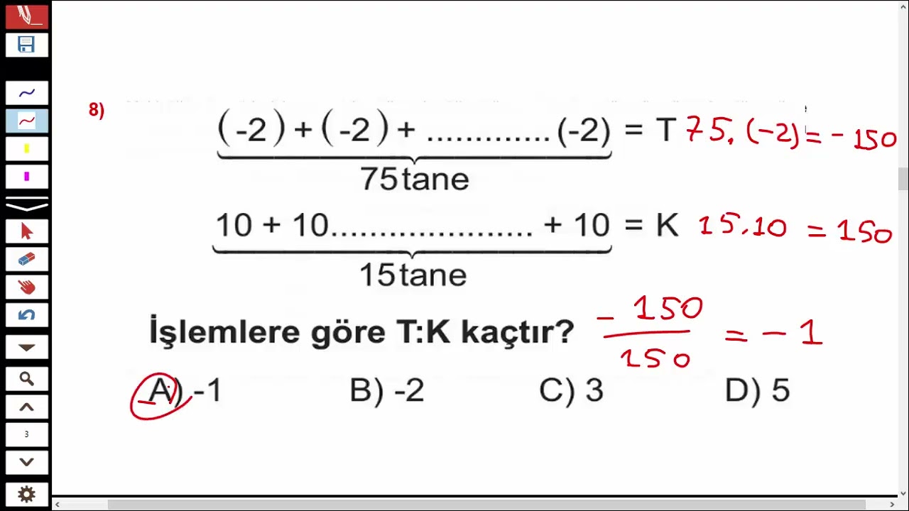 YSSO 7. SINIF 1. MATEMATİK DENEME SINAVI ÇÖZÜMLERİ
