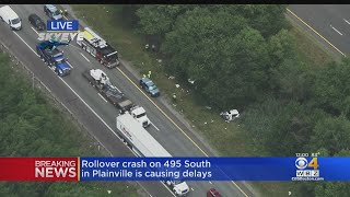 Rollover Crash On I-495 In Plainville Causing Traffic Delays
