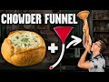 Chugging Clam Chowder Through A Bread Funnel