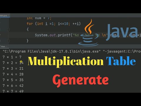 Multiplication Table Using Java | Java Programming Generate to Multiplication table