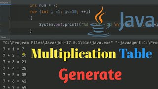 Multiplication Table Using Java | Java Programming Generate to Multiplication table