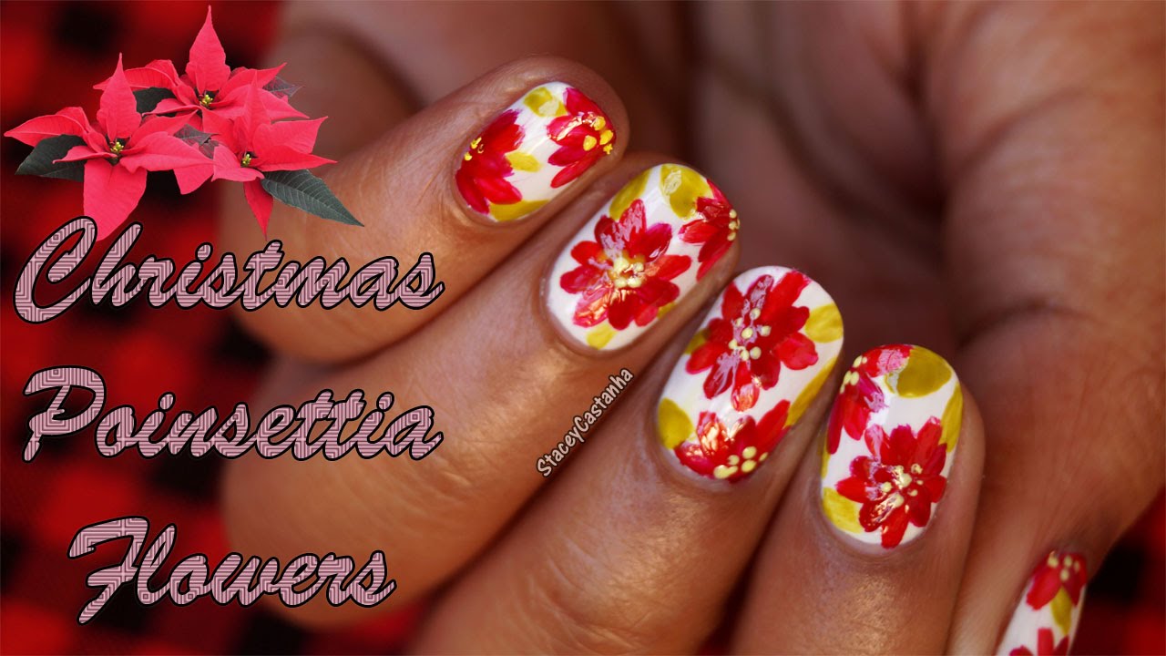 8. Elegant Dried Poinsettia Nail Art for Christmas - wide 6