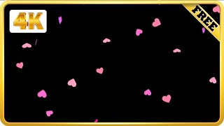 Pink Heart Confetti black screen effect video loops