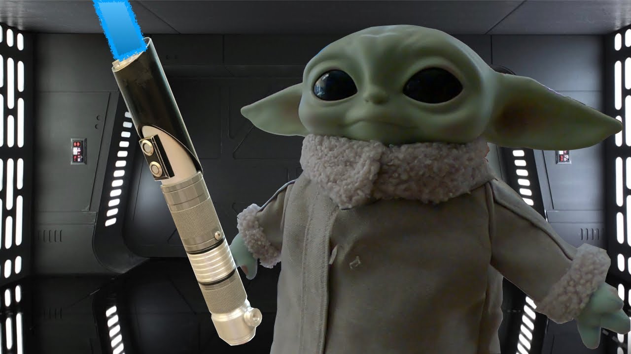 Baby Yoda helps fix broken lightsaber YouTube