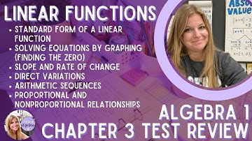 Algebra 1 - Equations of Linear Functions - Chapter 3 Test Review