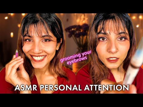 ASMR Close-up Eyebrow Grooming | Detailed Shaping, Tweezing, Brushing Sounds 😌 Personal Attention