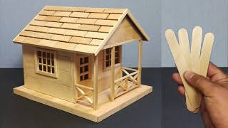 Como hacer una casa con palitos de helado - How to make ice cream stick mini house