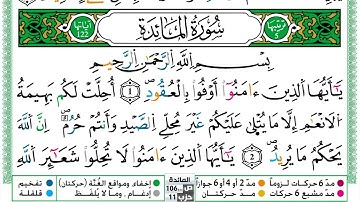 سورة المائدة مكتوبة | الشيخ حسن صالح | رواية ورش عن نافع