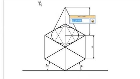 Cone placed on Cube in Isometric projection from VTU Question bank Engineering Visualization