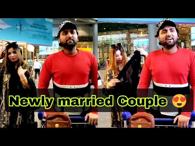 Newly married couple || Mohd Danish spotted at Mumbai airport with his beautiful wife 😍 class=