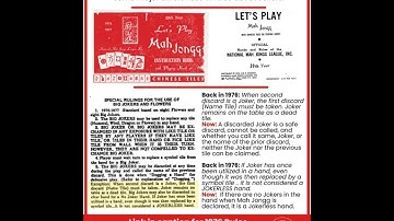 Mah Jongg - Joker Rules: Now and from 1976, Comparing Major Rule Change about Jokers!