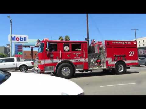 LAFD Engine 27 Responding & Arriving
