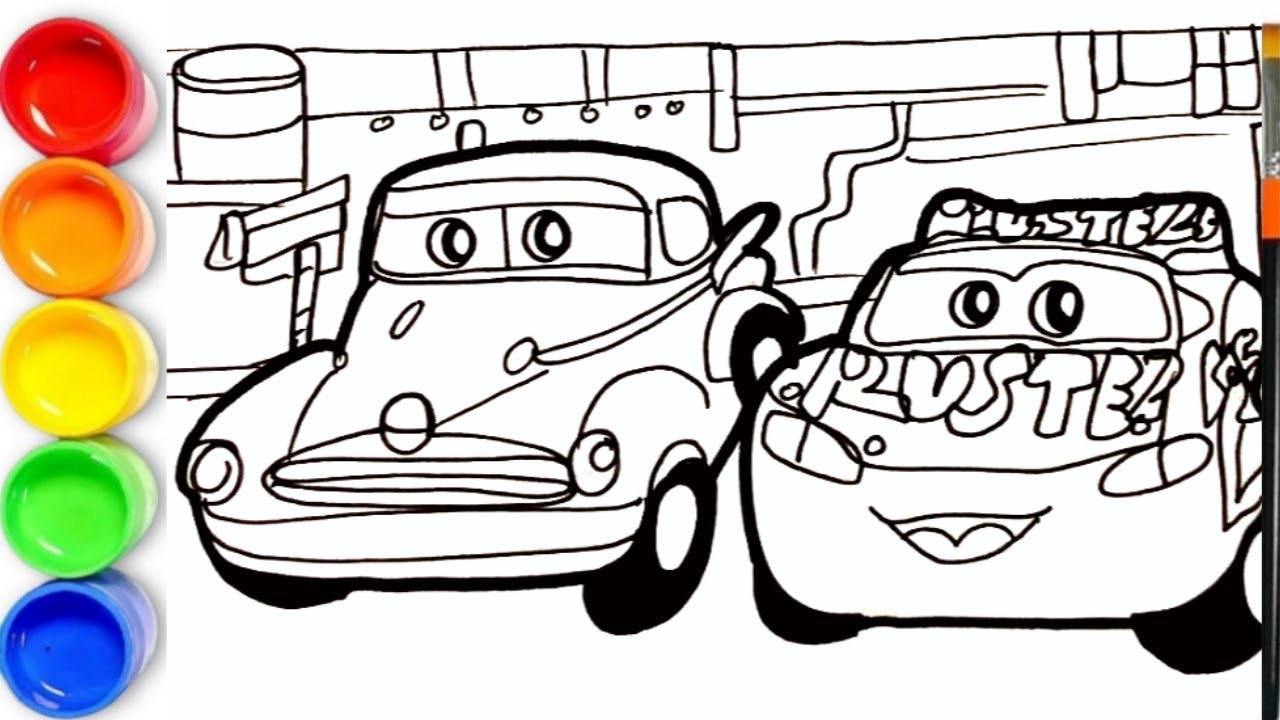 Lightning McQueen & Smokey Remember Doc Hudson in His Old Garage  CARS 3 Drawing & Coloring Pages