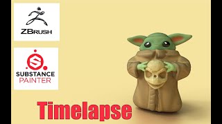 Zbrush 2021 Substance Painter 2020 Evil Baby Yoda - Timelapse