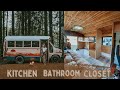 Short Bus Conversion - Starting DIY Kitchen Bathroom & Closet - Skoolie Build Framing