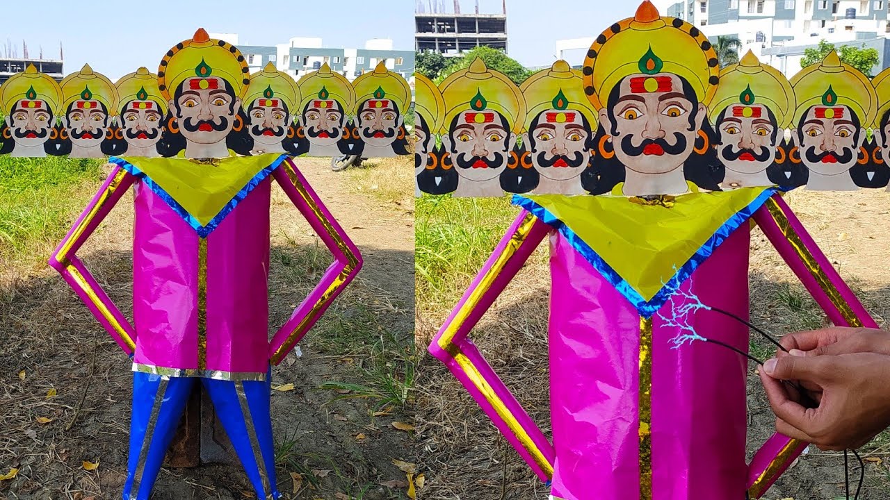 बिजली की मदद से जलाया रावण | Electric ravan kaise banate hain | How to make ravan