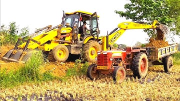 New Jcb 3dx Backhoe Loader Machine Loading Mud In Mahindra 475 Di And 295 Di Turbo Tractor | Jcb Jcb