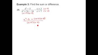 Algebra 2: Section 7.4 - Adding and Subtracting Rational Expressions